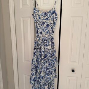 Olivaceous Blue and White Floral Maxi Dress